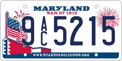 MD license plate 9AC5215