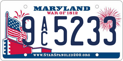MD license plate 9AC5233
