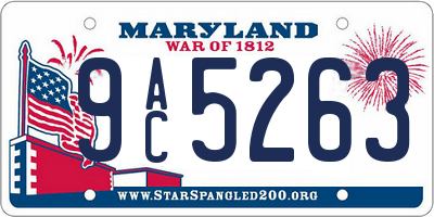 MD license plate 9AC5263