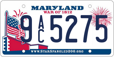 MD license plate 9AC5275