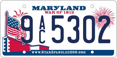 MD license plate 9AC5302