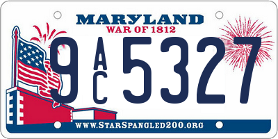 MD license plate 9AC5327