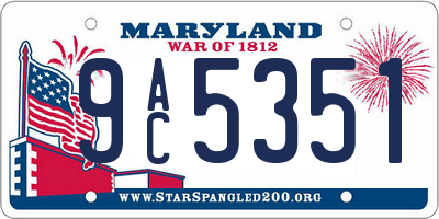 MD license plate 9AC5351