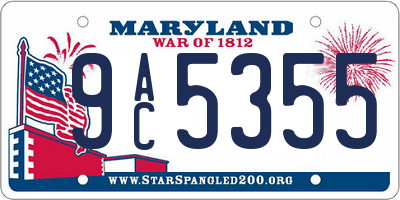 MD license plate 9AC5355