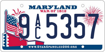 MD license plate 9AC5357