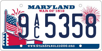 MD license plate 9AC5358