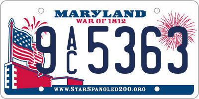 MD license plate 9AC5363