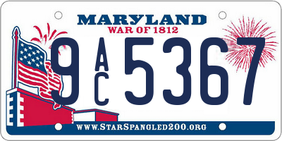 MD license plate 9AC5367