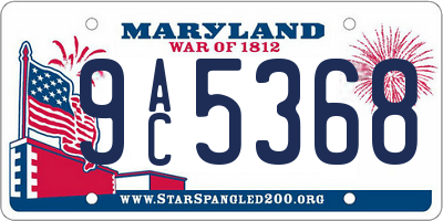 MD license plate 9AC5368