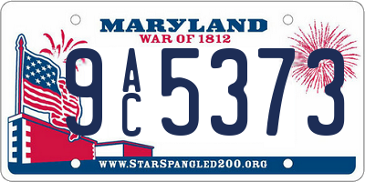 MD license plate 9AC5373