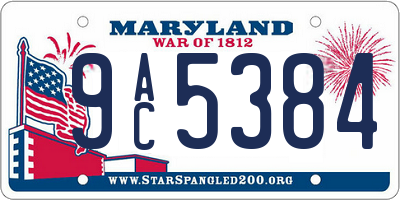 MD license plate 9AC5384