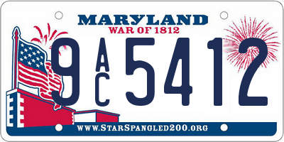 MD license plate 9AC5412