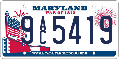 MD license plate 9AC5419