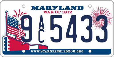 MD license plate 9AC5433