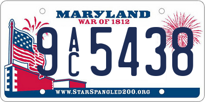 MD license plate 9AC5438