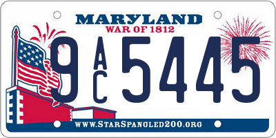 MD license plate 9AC5445