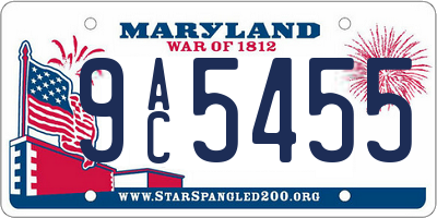 MD license plate 9AC5455
