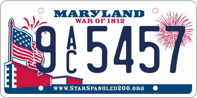 MD license plate 9AC5457
