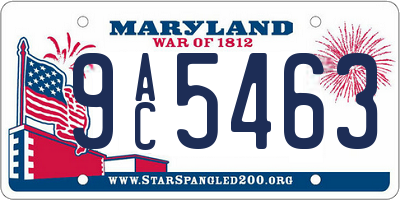 MD license plate 9AC5463