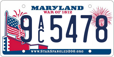 MD license plate 9AC5478