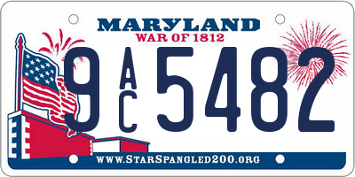 MD license plate 9AC5482