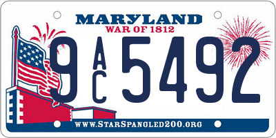 MD license plate 9AC5492