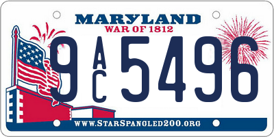 MD license plate 9AC5496