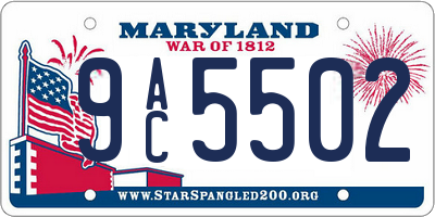 MD license plate 9AC5502