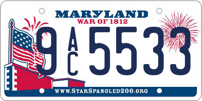 MD license plate 9AC5533