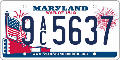 MD license plate 9AC5637