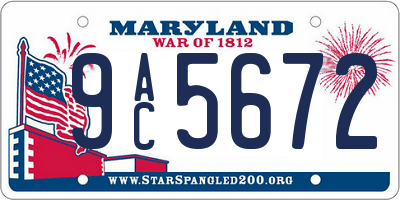 MD license plate 9AC5672