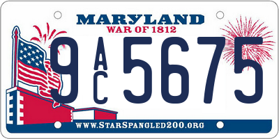 MD license plate 9AC5675