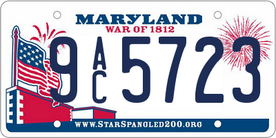 MD license plate 9AC5723
