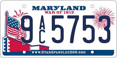 MD license plate 9AC5753