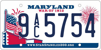 MD license plate 9AC5754