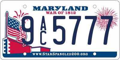 MD license plate 9AC5777
