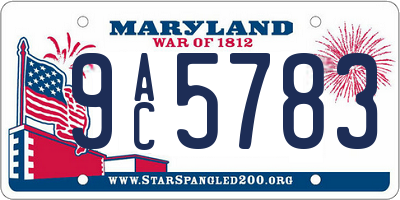 MD license plate 9AC5783