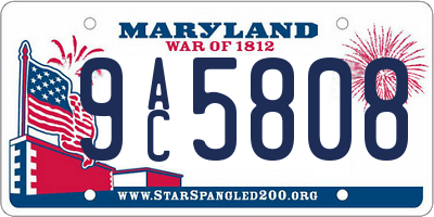 MD license plate 9AC5808