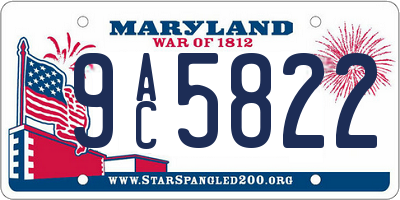 MD license plate 9AC5822