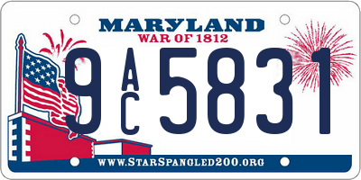 MD license plate 9AC5831