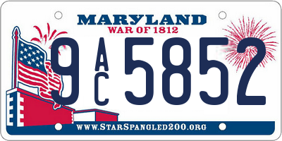 MD license plate 9AC5852