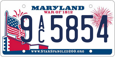 MD license plate 9AC5854