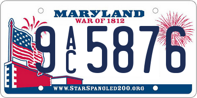 MD license plate 9AC5876
