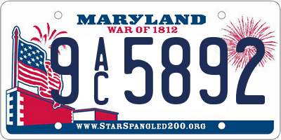 MD license plate 9AC5892