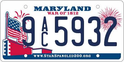 MD license plate 9AC5932