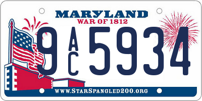 MD license plate 9AC5934
