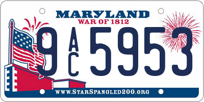 MD license plate 9AC5953