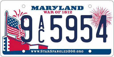 MD license plate 9AC5954