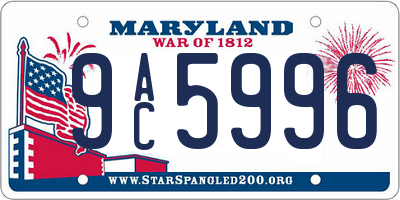 MD license plate 9AC5996