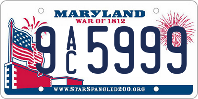 MD license plate 9AC5999